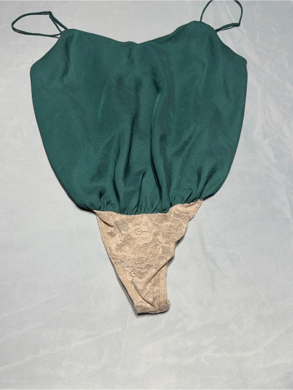 Free People Turning Heads Teal Satin Body Suit